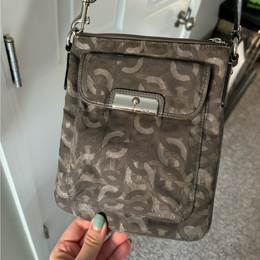 COACH gray crossbody purse